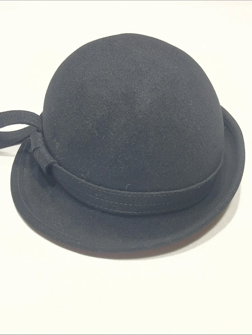 Vintage Adolfo II New York Paris Black Wool Felt Cloche Bowler Hat